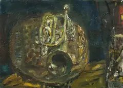 Trompete by Bernhard Heisig, Um 1975, Öl auf Hartfaser, sold May 2013