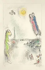 Les deux rives by Marc Chagall, 1980, Farblithographie auf Arches-Velin, sold Nov 2011