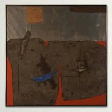 Stone, Stone painting, 1960, Oil, sand & paper on canvas