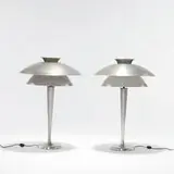 Mid-Century Modern, Pair of aluminum table lamps