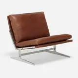 Stendig, lounge chair, c. 1960, chrome-plated steel, leather
