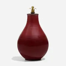 Carl Halier, lidded vessel, 1937, glazed stoneware, bronze