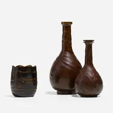 Evan Jensen, collection of three vases, c. 1937, cast bronze