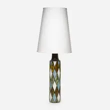 table lamp by Lotte and Gunnar Bostlund, c. 1960, glazed stoneware, patinated metal, sold Jul 2020