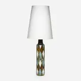 Lotte and Gunnar Bostlund, table lamp, c. 1960, glazed stoneware, patinated metal