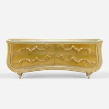 cabinet by James Mont, c. 1950, silver leaf over wood, glass, sold Jul 2020