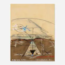 Yigal Tumarkin, Bye Bye Sinai, 1981, mixed media on paper