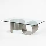 Francois Monnet, coffee table, c. 1970, stainless steel, glass
