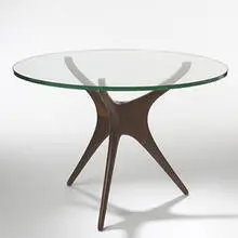 Tri-symmetric dining table, model #414 by Vladimir Kagan, 1953, walnut, glass, sold Oct 2006