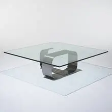 Francois Monnet, coffee table, c. 1970, stainless steel, glass