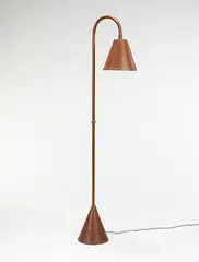 Jacques Adnet, floor lamp, c. 1950, leather over steel