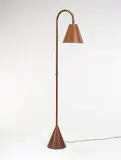 Jacques Adnet, floor lamp, c. 1950, leather over steel