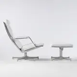 lounge chair and ottoman by Preben Fabricius and Jørgen Kastholm, c. 1968, leather, cast aluminum, sold Oct 2006