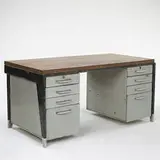 Bureau Metal by Jean Prouvé, c. 1946, oak, enameled steel, aluminum, sold Oct 2006