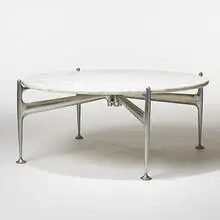 coffee table model #66350 by Alexander Girard, c. 1968, cast aluminum, marble, sold Oct 2006