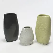 vases, set of three by Russel Wright, c. 1955, glazed stoneware, sold Oct 2006