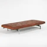 PK 80 daybed by Poul Kjaerholm, c. 1957, leather, matte chrome-plated steel, lacquered wood, rubber, sold Oct 2006
