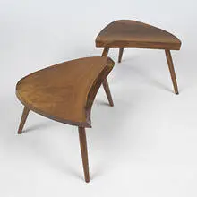 Plank side tables, pair by George Nakashima, c. 1955, American black walnut, sold Oct 2006