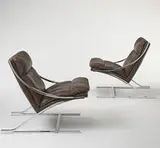 Paul Tuttle, Zeta chairs, pair, 1968, chrome-plated steel, leather