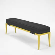 bench by Tommi Parzinger, c. 1965, lacquered wood, upholstery, sold Oct 2006