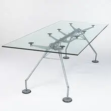 Norman Foster, Nomos dining table, 1989, powder-coated steel, glass, rubber