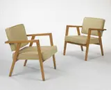 Franco Albini, armchairs, pair, c. 1954, beech, upholstery