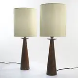 Phil Powell, lamps, pair, 1954, walnut, linen