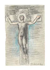 Crucifixion (2) by Duncan Grant, pencil, pen and ink and coloured crayon, sold Jun 2021