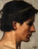 François-Joseph Halkett, Head study of a classical youth, oil on canvas board