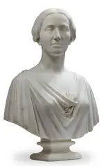 Hiram Powers, documented carved Carrara marble portrait bust of Mary Rebecca Lloyd Boggs Ray (1808-1876), marble