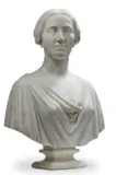 Hiram Powers, documented carved Carrara marble portrait bust of Mary Rebecca Lloyd Boggs Ray (1808-1876), marble