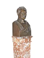 Antoine-Denis Chaudet, first half 19th century bronze bust of Napoleon together with a later veined rouge marble pedestal, bronze