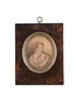 Jean-Baptiste Isabey, Portrait of Napoleon wearing Coronation regalia, pencil and watercolour, heightened with white, oval