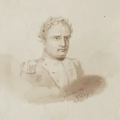 Princess Mathilde Bonaparte, A portrait of Napoleon with a laurel leaf crown, ink wash