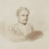 Princess Mathilde Bonaparte, A portrait of Napoleon with a laurel leaf crown, ink wash