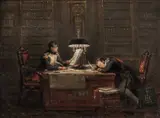 Charles Auguste, Napoleon in his study, oil on board