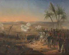 Hippolyte Bellangé, Bonaparte haranguing his troops during the Battle of the Pyramids, oil on canvas