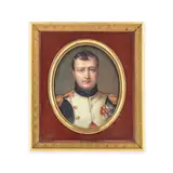 Henry Pierce Bone, A portrait miniature of Napoleon Bonaparte (1769-1821), wearing a blue uniform with white facings and gold epaulettes, breast star of the Order of Saint-Esprit and Badge of the Légion d'Honneur over a red sash., Enamel