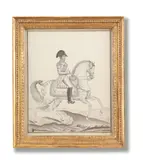 Auvrest, Napoleon on horseback, pen, ink and wash