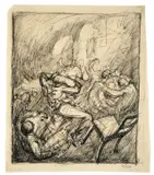 Schlägerei by George Grosz, 1913, Tuschfeder in Schwarz und Braun auf dünnem Papier, sold Jun 2012