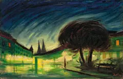 Nächtliche Regenstraße by Werner Heldt, 1928, Öl auf Holz, sold Jun 2012