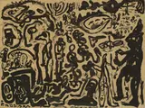 Belagerung von Beirut by A. R. Penck, 1982, Schwarze Tinte auf Pappe, sold Jun 2012