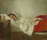 Carl Holsøe, Schlafende Frau, Öl auf Holz