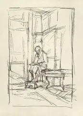 Alberto Giacometti, La mère sur la banquette à Stampa, 1956, Lithographie auf Velin