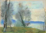 Lesser Ury, Am Gardasee, 1897, Pastell auf Pappe