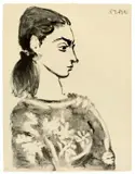 Femme au corsage à fleurs by Pablo Picasso, 1951, Lithographie auf Arches-Velin, sold May 2011