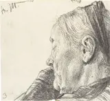 Adolph von Menzel, Bildnis einer schlafenden, alten Frau