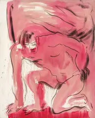 Ohne Titel (Lo schiavo in rossa) by Karl Horst Hödicke, 1987, Acryl auf Nessel, sold Jun 2026