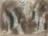 Lyonel Feininger, 7 Manikins, 1954, Aquarell und Tuschfeder auf Bütten