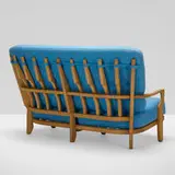 Robert Guillerme & Jacques Chambron, settee, c. 1960, oak, upholstery